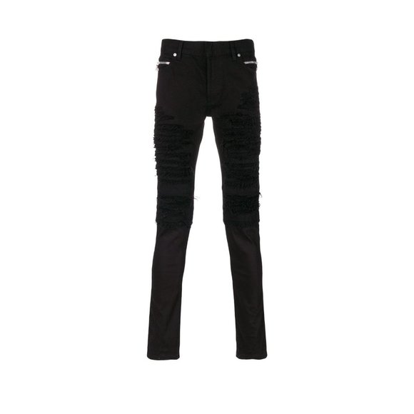 Balmain Distressed Biker Jeans - Picture 1 of 6